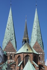 Obraz premium Marienkirche, built between 1277 and 1351, Lübeck, Schleswig-Holstein, Germany, Europe
