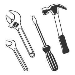 Repair and Maintenance Tools Silhouette Icons Set Collection