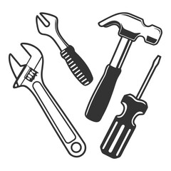 Repair and Maintenance Tools Silhouette Icons Set Collection