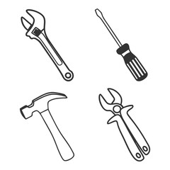 Repair and Maintenance Tools Silhouette Icons Set Collection