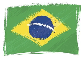 Brazil national flag created in grunge style