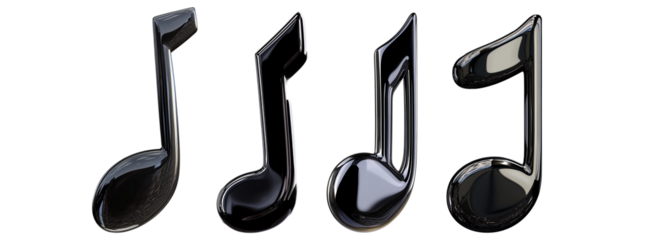 black eighth note isolated on transparent background