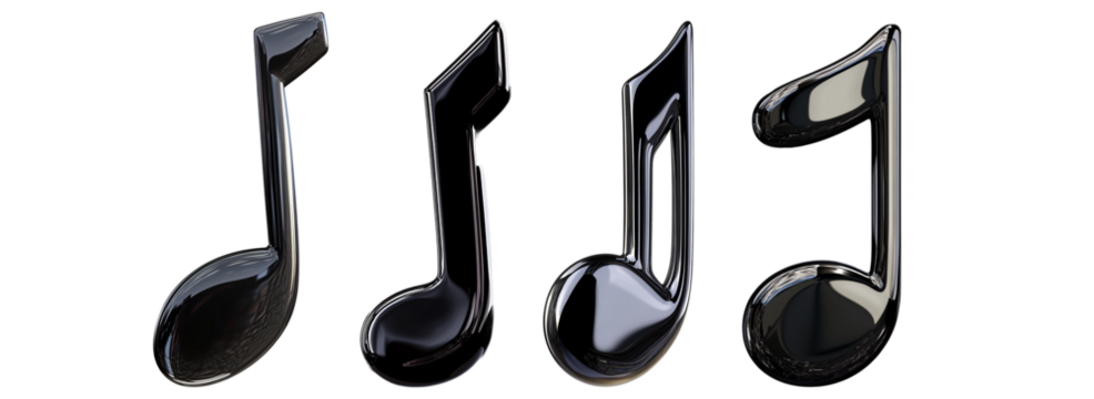 black eighth note isolated on transparent background