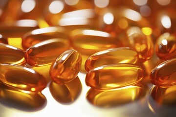 Close up of Vitamin D capsules. KI generiert, generiert AI generated