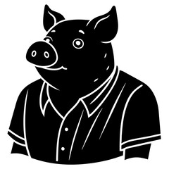 pig silhouette vector illustration 