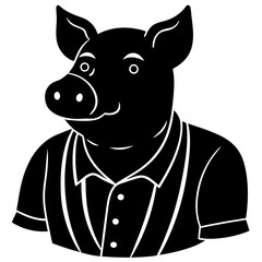 pig silhouette vector illustration 