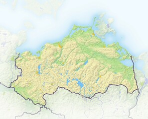 Mecklenburg-Vorpommern, Mecklenburg-Western Pomerania, Germany, shaded relief map, Europe