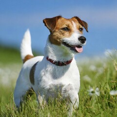 KI generated, animal, animals, mammal, mammals, a, single animal, Jack Russell Terrier, (Canis lupus familiaris), dog, dogs, bitch, hunting dog, dog breed from Australia, a single animal