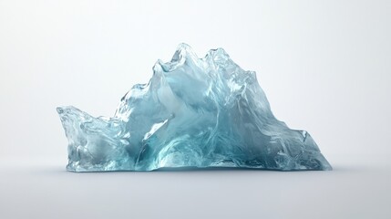 Obraz premium Crystal-clear ice formation showcasing intricate textures and reflections against a plain backdrop