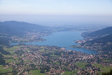 Tegernsee lake with Bad Wiessee, view from Wallenberg Mountain, Upper Bavaria, Bavaria, Germany, Europe