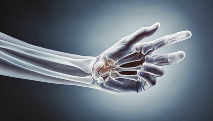 A hand, shown in an X-ray image, with clearly visible bone structures, AI generated, AI generated