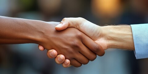 Colleagues shaking hands in a business meeting, vibrant atmosphere,