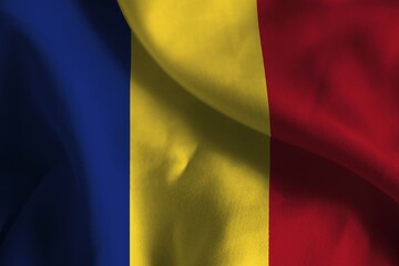 Fototapeta premium A ruffled fabric flag of Romania