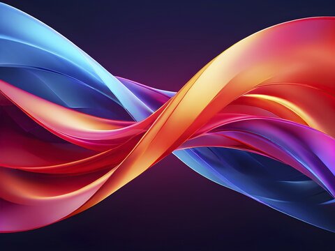 Illustration of abstract minimalist ribbon designs that rotate and change colors, creating a rhythm of anticipation, AI generated