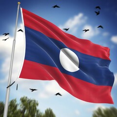 Flag of Laos, This is a computer generated and 3d rendered image