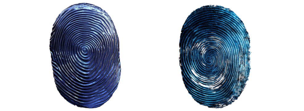 Deep blue fingerprint isolated on transparent background - Powered by Adobe