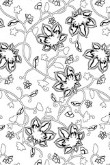 Hand Drawn Flowers and Leaves Line Pattern Watercolor Trendy Plan Trendy Color Cards Print On The Floor Home Textile Fabric Wallpaper Wrapping Cards Carpet Rug Background Fabric Linen Look Textures