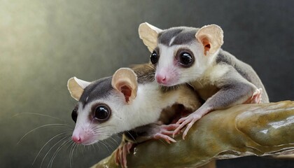 AI generated, animal, animals, mammal, mammals, biotope, habitat, two, foraging, wildlife, mid-slider prey, (Petaurus norfolcensis)