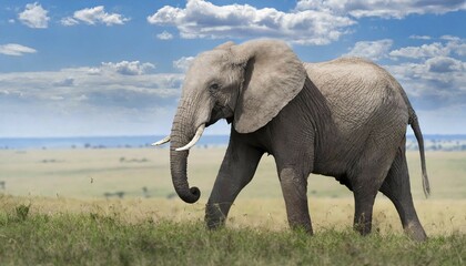 Fototapeta premium KI generated, animal, animals, mammal, mammals, biotope, habitat, one, individual, foraging, wildlife, Africa, Kenya, african elephant (Loxodonta africana), Africa