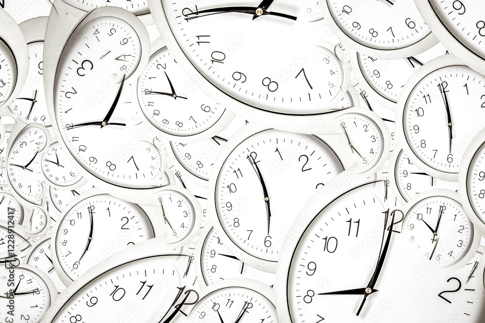 Poster droste effect background with infinite clock spiral. abstract design for concepts related to time an