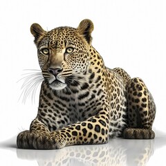 Obraz premium Leopard in front of white background, AI generated