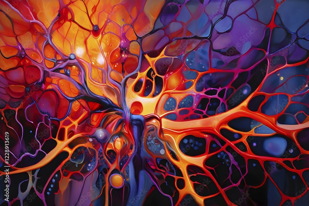 Aufkleber abstract representation of neural networks modeled after the human brain with intricate web-like pat