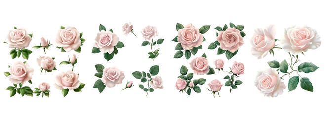 Vintage style pink roses isolated on transparent background