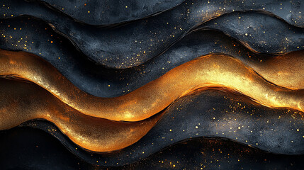 Abstract Black and Gold Wave Texture with Sparkling Modern Luxury Design