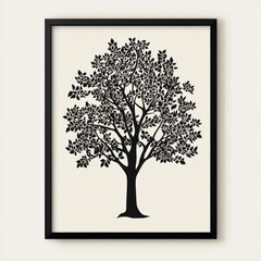 Black Framed Silhouette Of A Leafy Tree