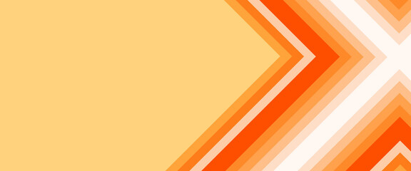 Abstract orange banner design of overlapping stripes in a horizontal layout with a copy space for text. Used as a template for social media graphics like headers, cover photos and account profiles.