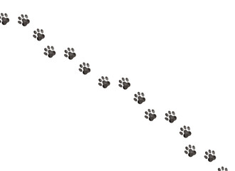 Cute paw prints arranged diagonally in watercolor style illustration background material