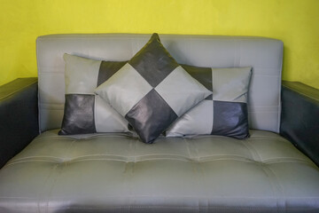 view of  gray and black sofa cushions