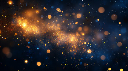 Fototapeta premium Starry Night Background with Golden and Blue Sparkling Lights