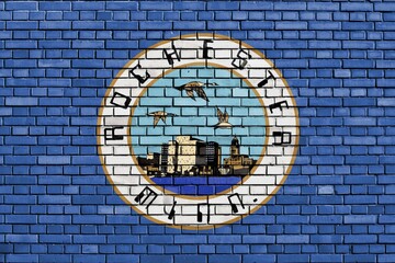 Flag of Rochester, Minnesota painted on brick wall