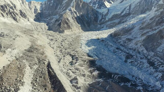 Stunning Aerial Views of the Khumbu Glacier and Icefall at Mount Everest - Drone 4K