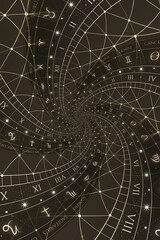 Obraz premium Astrological background with zodiac signs and symbol, black