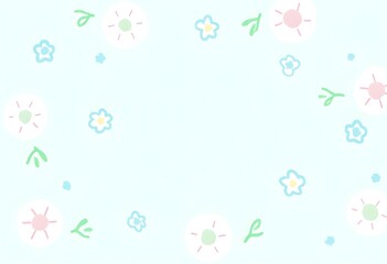 Soft pastel floral background with tiny flowers in light blue, mint green, and baby blue