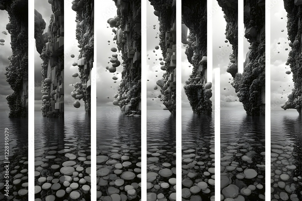 Aufkleber ai generated sequence of photos transitioning through a range of digital distortions symbolizing the