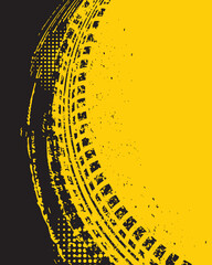 Abstract grunge tire tracks black and yellow background