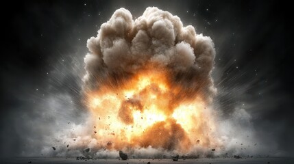 Explosive chemical reaction creating a fireball.