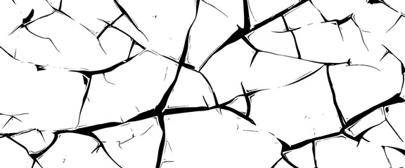 Vector crack concrete white wall earth crack strokes background.