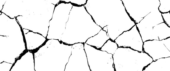 Vector crack concrete white wall earth crack strokes background.