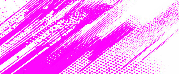 Vector pink style paintbrush grunge with halftone dots pattern texture.	