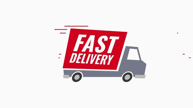 fast delivery van animtion white background