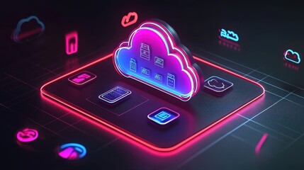 Colorful cloud computing graphic design.