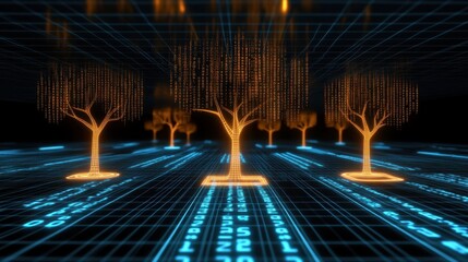 Digital trees in a virtual landscape.