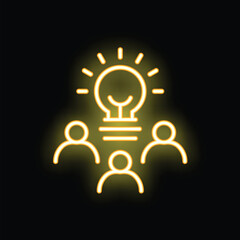 Yellow neon icon representing the concept of teamwork and a new business idea