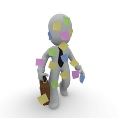 3d business man with colorful sticky notes