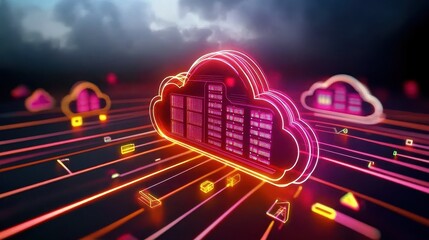 Vibrant cloud computing illustration.