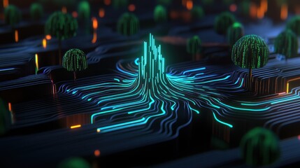 Futuristic design showcasing digital landscapes.